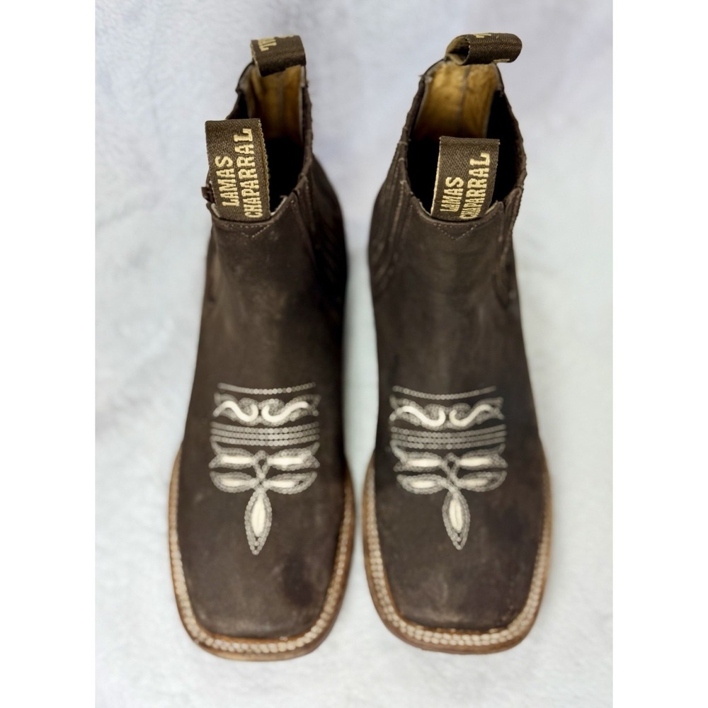 Lamas Chaparral Men's Nubuck Brown Square Toe Botines Ankle Rodeo Boots Sz 7/7.5